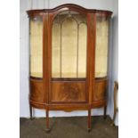 An Edwardian Inlaid Mahogany Bowfronted Display Cabinet, 127cm by 39cm by 185cm