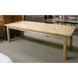 A Modern Oak Plank Top Refectory Dining Table, 244cm by 102cm by 76cm