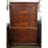 A George III Mahogany Chest on Chest, the upper section with fluted canted uprights, 105cm by 54cm