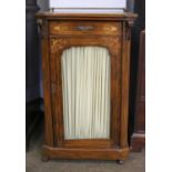 A 19th Century Inlaid Rosewood Music Cabinet, with brass gallery and glazed door, 54cm by 36cm by