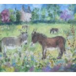 Selina Thorp (b.1968)"Four Donkeys"Signed, oil pastel, 24cm by 26.5cm