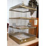 A Brass Square Section Bird Cage
