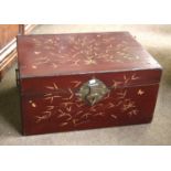 A Chinese Red Lacquered Chest, 76cm by 55cm by 39cm