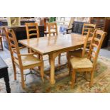 A Barker & Stonehouse "Flag Stone" Dining Table, on circular section legs with block feet joined