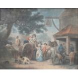 J R Smith after G Morland "Feeding the Pigs" "Return from Market"Coloured engravings in verre