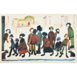 After Laurence Stephen Lowry RBA, RA (1887-1976)"People Standing About"Signed, with the blindstamp