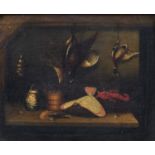Follower of Benjamin Blake (1757-1830)Still life of game birds, lobster and flat fish on a stone