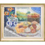Mary Wondrausch (1923-2016) Still life with a plate of mushrooms and basket of apples Signed,