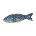 Jeff Soan (British, 20th Century): An Articulated Wooded Fish, signed and dated, 47cm long