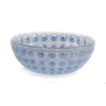 René Lalique (French, 1860-1945): A Blue Stained Nemours Glass Bowl, No.404, the underside moulded