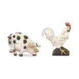 Lawson C Rudge (Junior): Two Slipcast Raku Sculptures, Gloucestershire Old Spot Sow, signed, 25cm