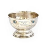 An Arts & Crafts Liberty & Co Cymric Silver Pedestal Bowl, set with five turquoise cabochons,