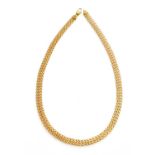 A 9 Carat Gold Fancy Link Necklace, length 41.5cmGross weight 11.1 grams.