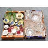 Various 20th Century Ceramics and Glass, including; Royal commemoratives, decanter etc (two boxes)
