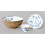 A Chinese Porcelain Nanking Cargo Waste Bowl, Cafe au Lait ground and painted in underglaze blue