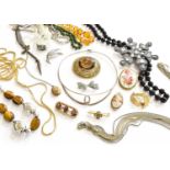 A Quantity of Jewellery, including a necklace stamped 'Chr Dior'; a garnet brooch; an opal brooch;