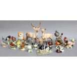 Beswick Garden Birds; together with a deer family, etc (one tray)