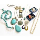 A Quantity of Costume Jewellery, including silver gem-set rings, various drop earrings etc