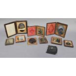 Sixteen Daguerrotypes and Ambrotypes, together with two loose cabinet photographs (two trays)