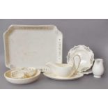 A Quantity of Modern Leeds Creamware, including pierced sauce tureen and ladle, a sauceboat on