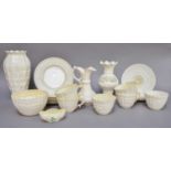 A Collection of Belleek Porcelain, including a black marked six place teaset, etc