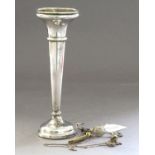 A Collection of Silver, including two napkin clips, a tassel and chain; a bud vase and a pen