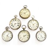 Four Silver Pocket Watches, and two other pocket watches, with cases stamped 0.935 and 0.925 (6)