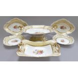 A Spode Felspar Porcelain Dessert Service, circa 1820, the pale yellow borders with oeil de perdrix,