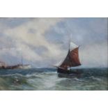 French School (19th/20th Century) Fishing boat approaching a harbourOil on canvas, 29cm by 44.5cm