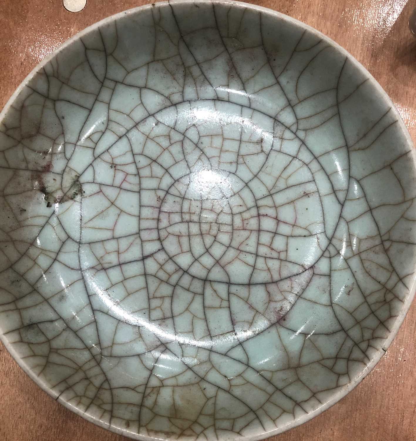 A Guan-Type Celadon-Glazed Saucer Dish, in Song style, with allover two colour crackle22cm diameterA - Image 6 of 9