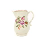 A Lowestoft Porcelain Sparrowbeak Jug, circa 1775, painted in the manner of the Tulip Painter with a