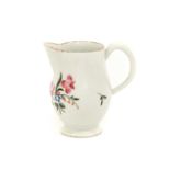 A Baddeley-Littler Porcelain Sparrowbeak Cream Jug, circa 1780, painted with a flowerspray and