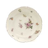 A Chelsea Porcelain Dish, of Warren Hastings Type, circa 1755, painted with flowersprays and