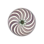 A Clichy Swirl Paperweight, circa 1850, with a central pink and green cane on an alternating pink