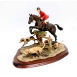 Border Fine Arts 'Hulloa Away' (Jumping Huntsman and Three Hounds), model No. L104 by Anne Wall,