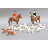 Beswick Hunting Group Comprising: Huntsman (Standing), Style Two, model No. 1501 and Huntswoman (