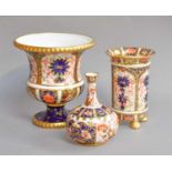 Three Royal Crown Derby Imari Vases, and a Samson of Paris plate after a Chelsea original (4)