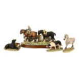 Border Fine Arts 'Coming Home' (Heavy Horses), model No. JH9A, on wood base; 'Connemara Pony', model