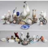 A Collection of 20th Century Porcelain Animal Models, including various Royal Copenhagen examples, a