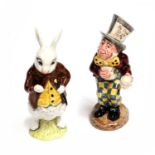 Beswick Alice in Wonderland Series: 'Mad Hatter', model No. 2479 and 'White Rabbit', model No.