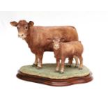 Border Fine Arts 'Limousin Cow and Calf' (Style Two), model No. B0657 by Jack Crewdson, limited