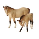 Beswick Mare (Facing Left) and Foal (Large, Head Down), model No. 976 and 947, Beswick Collectors