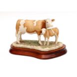 Border Fine Arts 'Simmental Cow and Calf' (Style Two), model No. L1036 by Ray Ayres, limited edition