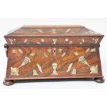 A Rosewood Mother-of-Pearl Inlaid Tea Caddy, circa 1830, 33.5cm wOne internal compartment with a