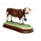 Border Fine Arts 'Longhorn Bull', model No. B1138 by Ray Ayres, limited edition 150/500, on wood