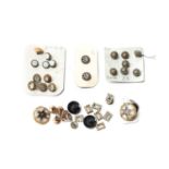 Assorted Early 20th Century Buttons and Studs comprising a pair of William Hair Haseler silver and