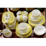 A Paragon Porcelain Narcissus Part Teaset, including teapot and stand, milk jug, sugar bowl etc. (