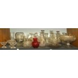 A Quantity of Mainly Early 19th Century English Glassware, including; triple ring decanters, salt