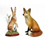 Border Fine Arts 'Wary' (Hare Among Thistles), model No.B1298 by Ray Ayres, on wood base; together