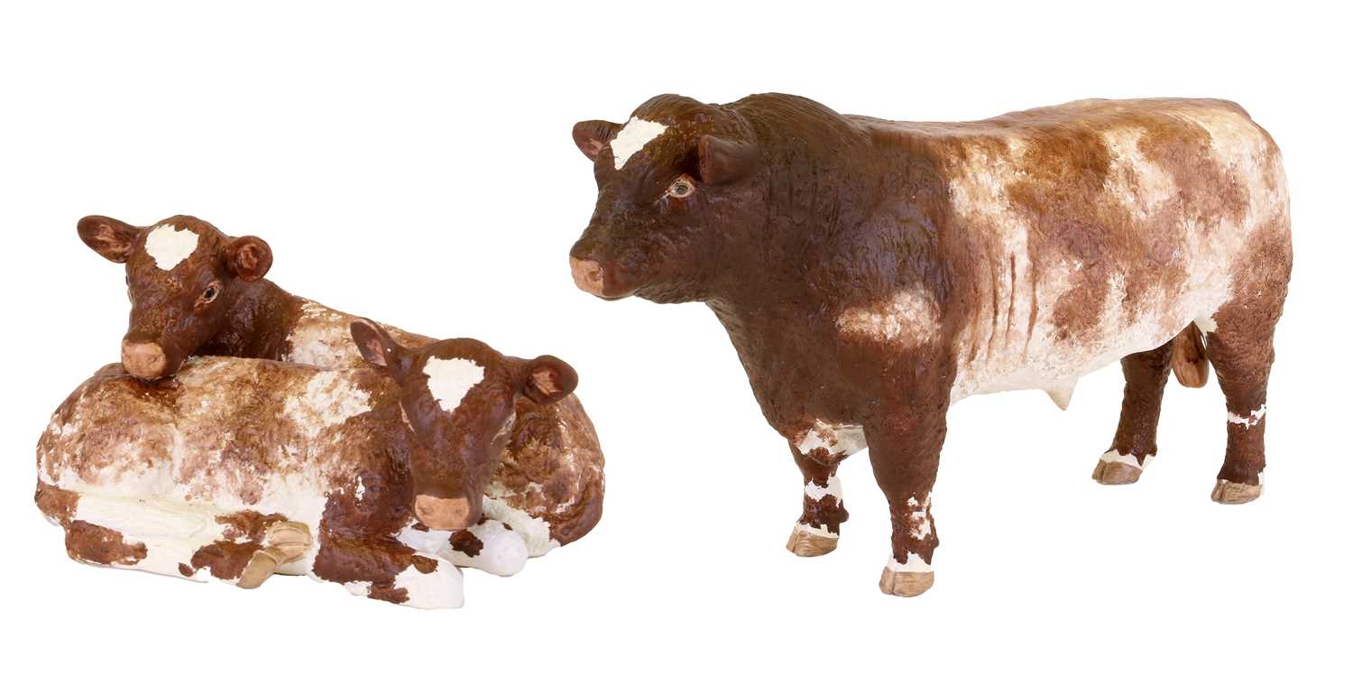 Shebeg Cattle Comprising: Shorthorn Bull, limited edition 52/100 and a Pair of Shorthorn Calves,